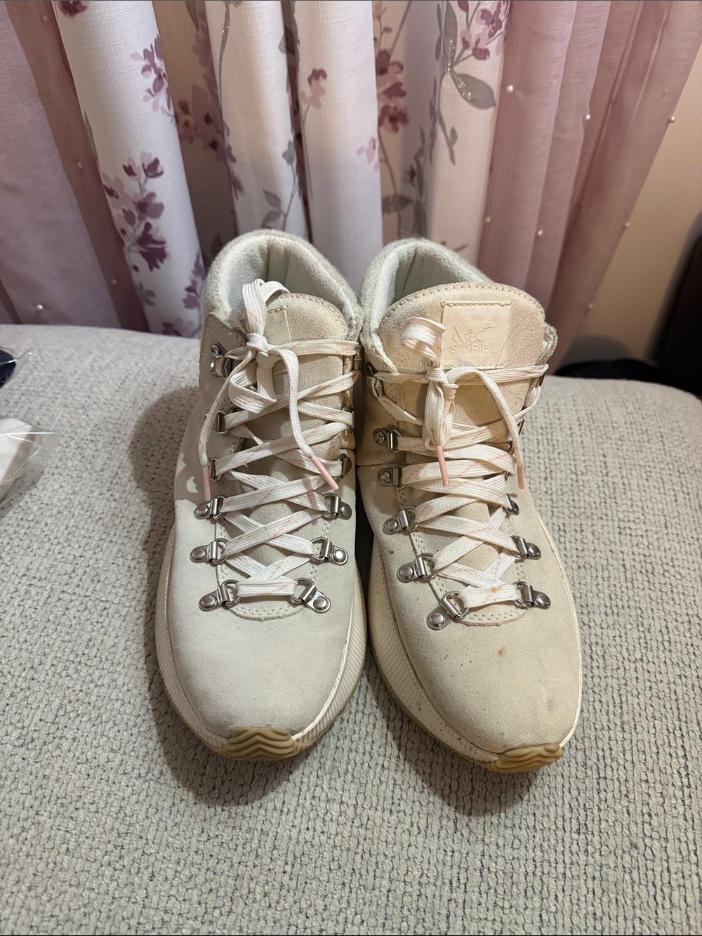 Sorel Women’s Cream Lace-Up Hiking Boots